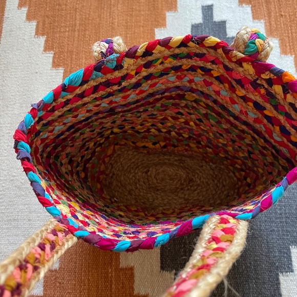 NWT Matr Boomie rainbow repurposed sari jute tote bag - Picture 6 of 12